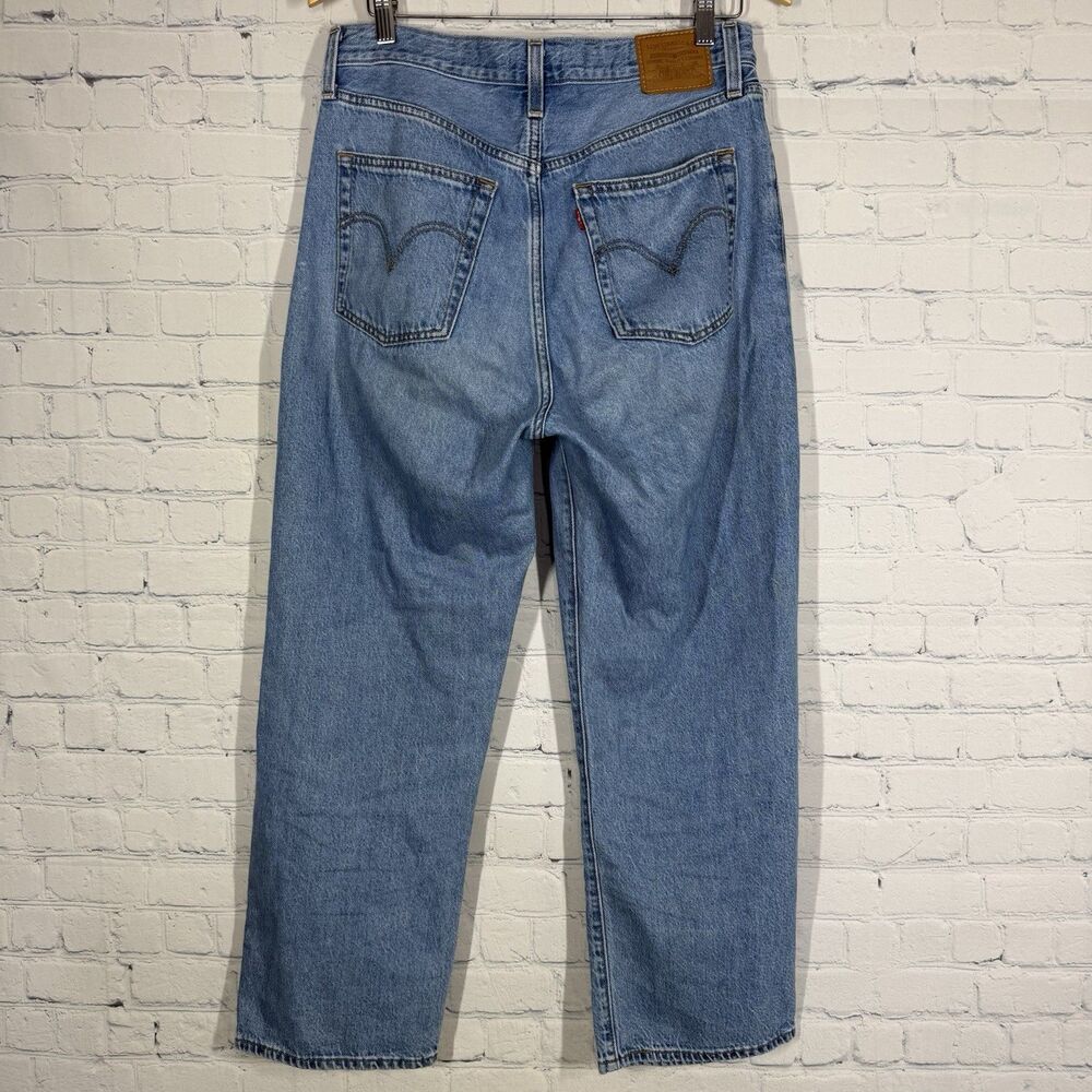 Levis Ribcage Straight Ankle Jeans Women W30 L27 Button Fly Big E Light Blue - Picture 2 of 16